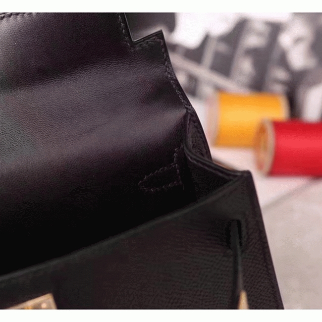 Black Epsom Knockoff Hermes Kelly 20cm Classic Handbag angle 5