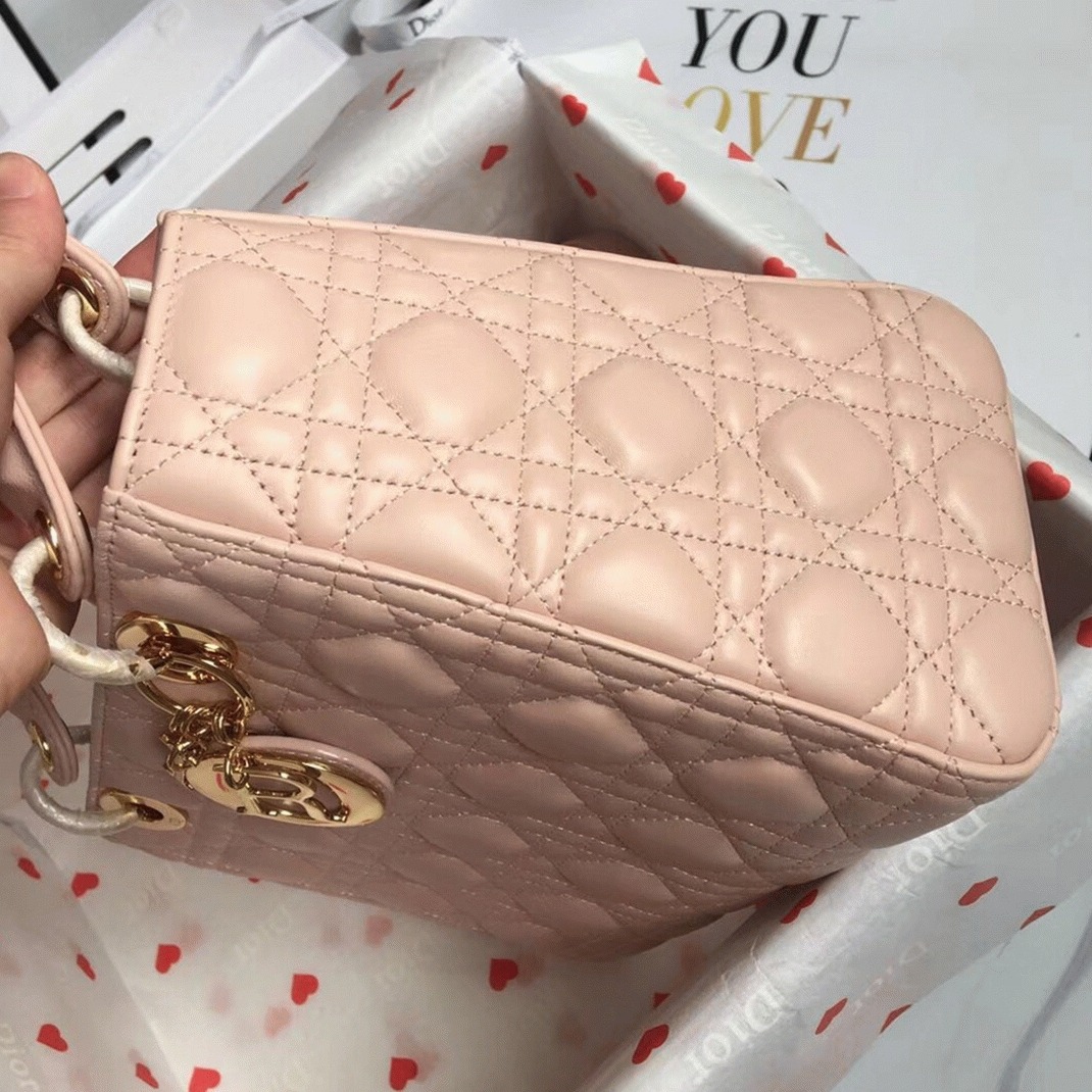 Dior Lady Dior Medium Bag Replica in Powder angle 5