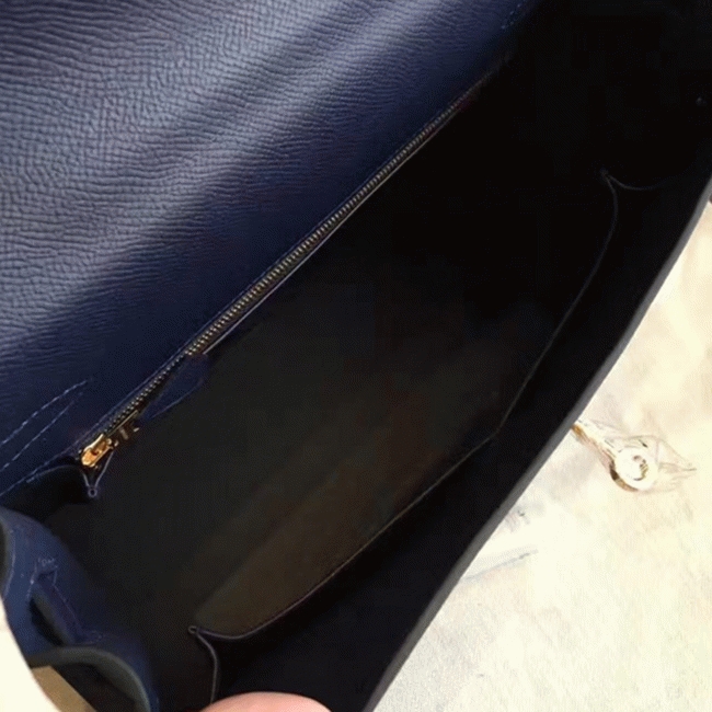 Sapphire Epsom Fake AAA Hermes Kelly 32cm Sellier Handbag angle 3