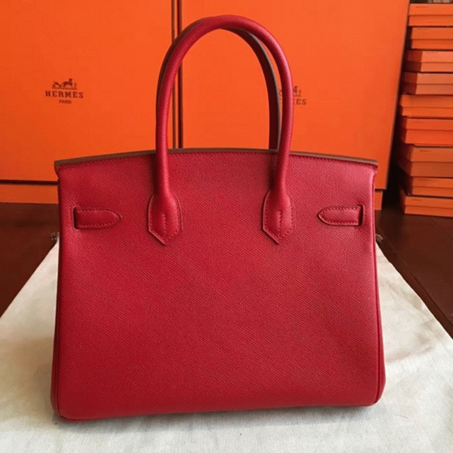 Premium Quality Red Fake Hermes Birkin 35cm Handbag angle 3
