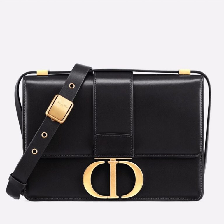 Dior 30 Montaigne Medium Bag Replica in Black Box Calfskin