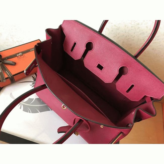 Ruby Tone Faux Designer Hermes Birkin 30cm Tote angle 3