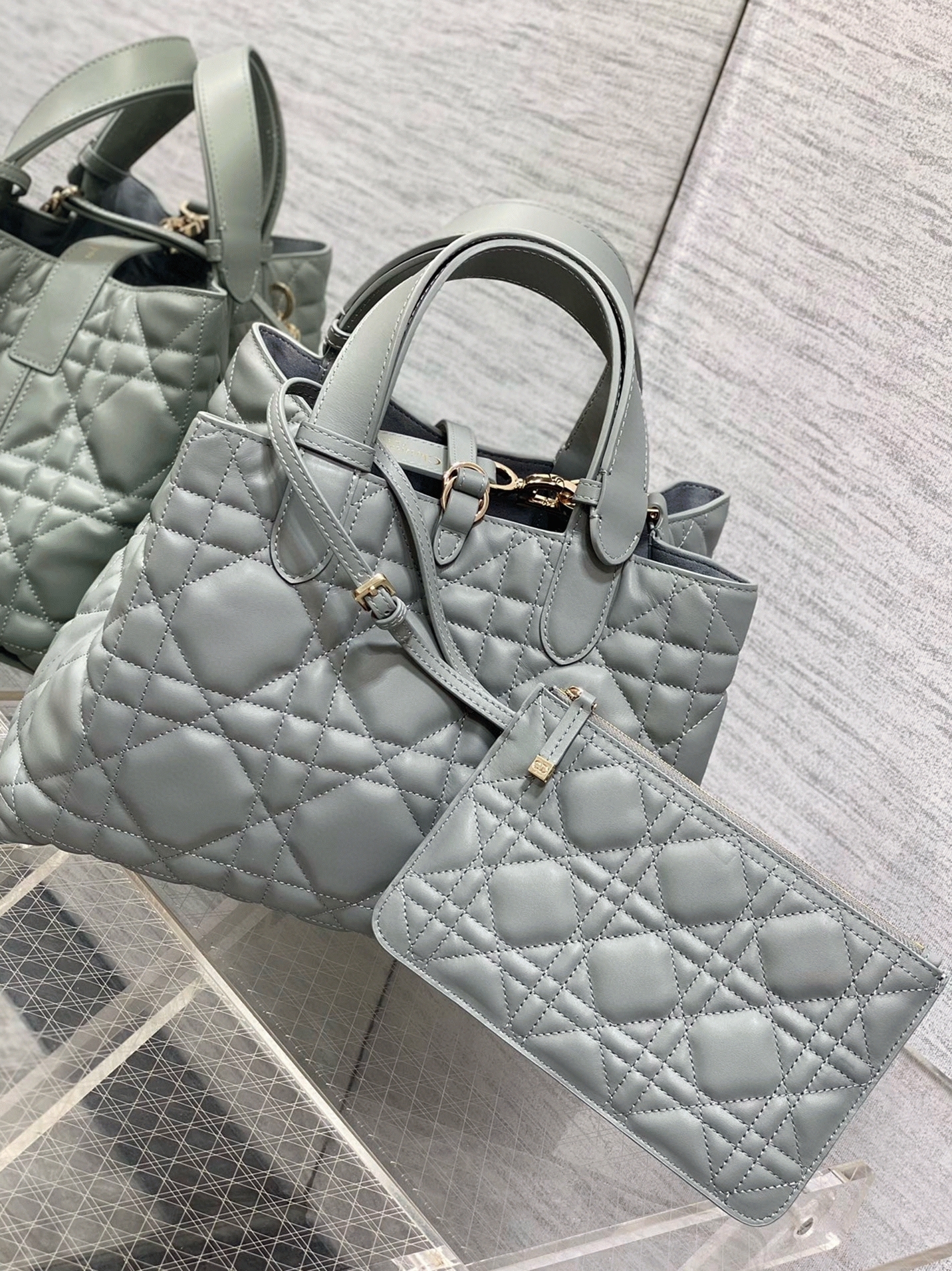 Dior Toujours Medium Bag Faux in Beige Macrocannage Calfskin angle 5