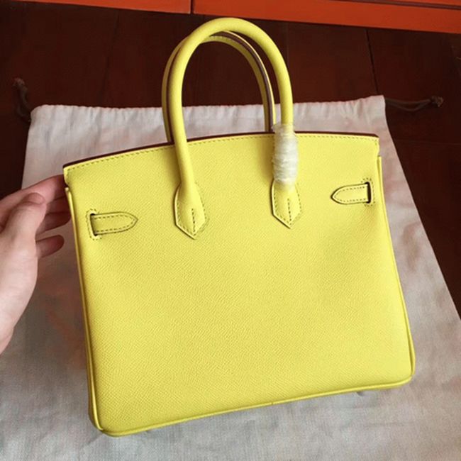 Yellow Hermes Birkin 25cm Premium Handmade Imitation angle 5