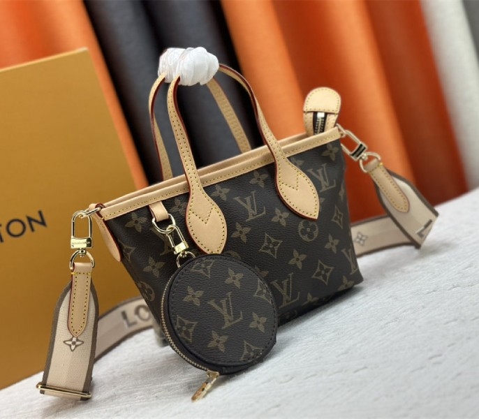 Louis Vuitton Monogram Canvas Neverfull BB Tote In Beige angle 2