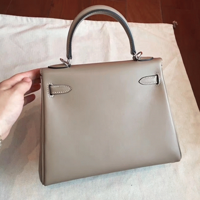 Grey Swift Knockoff Hermes Retourne Kelly 25cm Luxe Tote angle 4