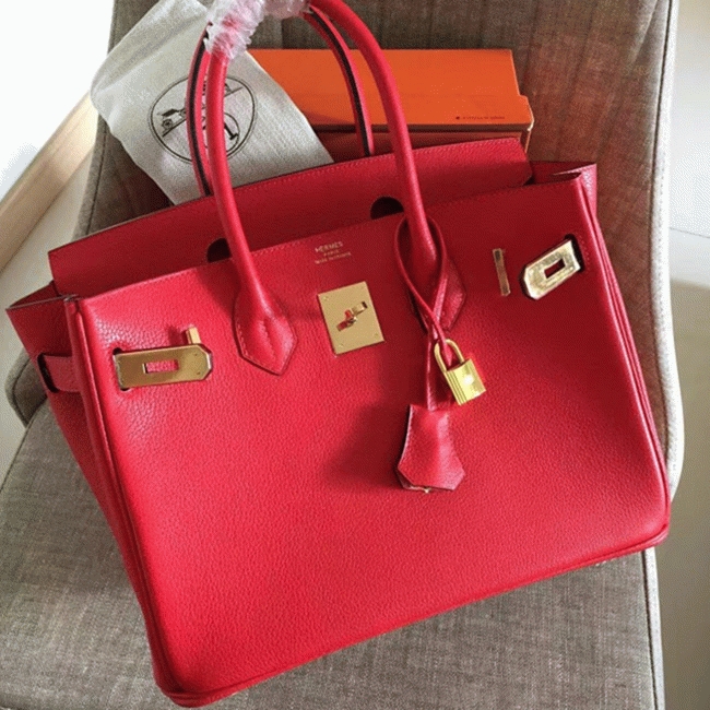 Red Hermes Birkin 35cm Designer Imitation Purse angle 5