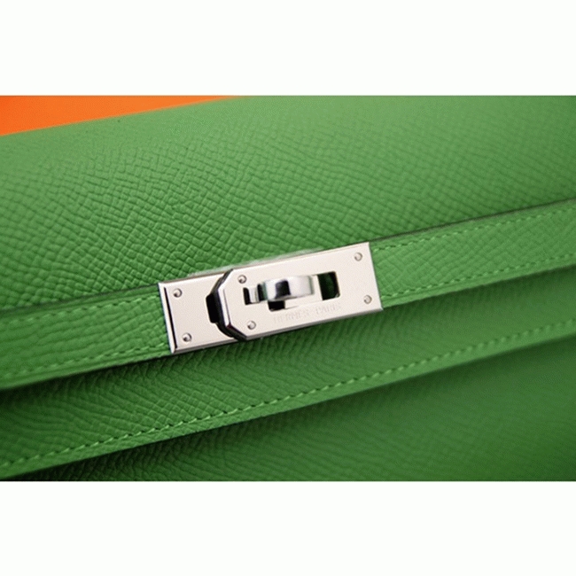 Bamboo designer replica Hermes Kelly Longue wallet angle 3