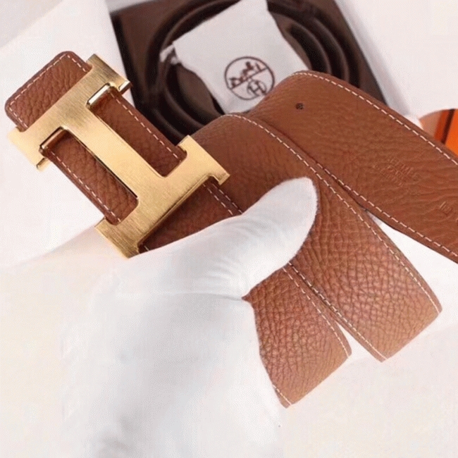 Fake Hermes H-shaped belt buckle in brown