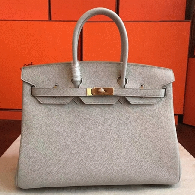 Pearl Grey Faux Luxury Hermes Birkin 35cm Purse