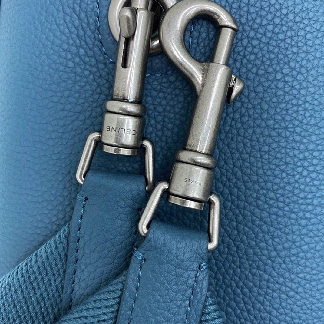Top Quality Knockoff Celine Sangle Small Bucket Bag In Slate Blue Calfskin angle 4