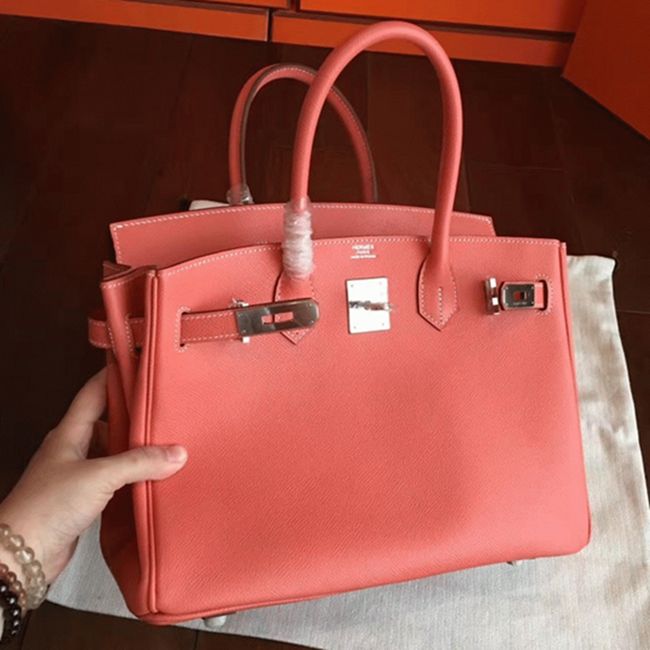 1:1 High-End Orange Hermes Birkin 30cm Counterfeit Bag angle 3