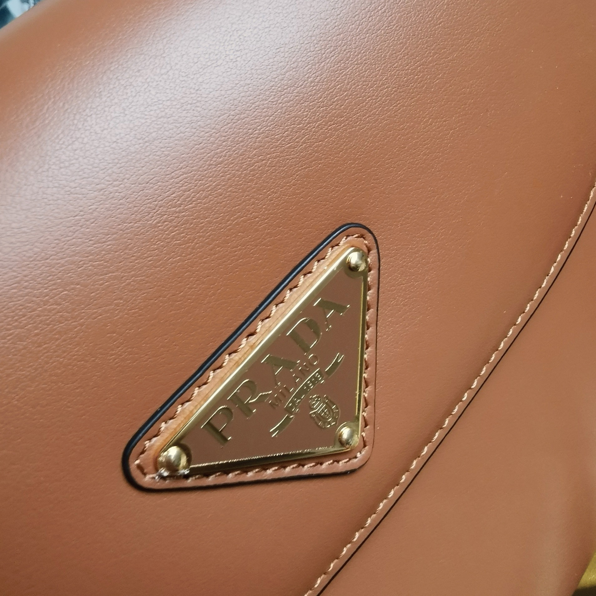 Prada Arque Shoulder Bag with Flap Fake in Brown angle 4