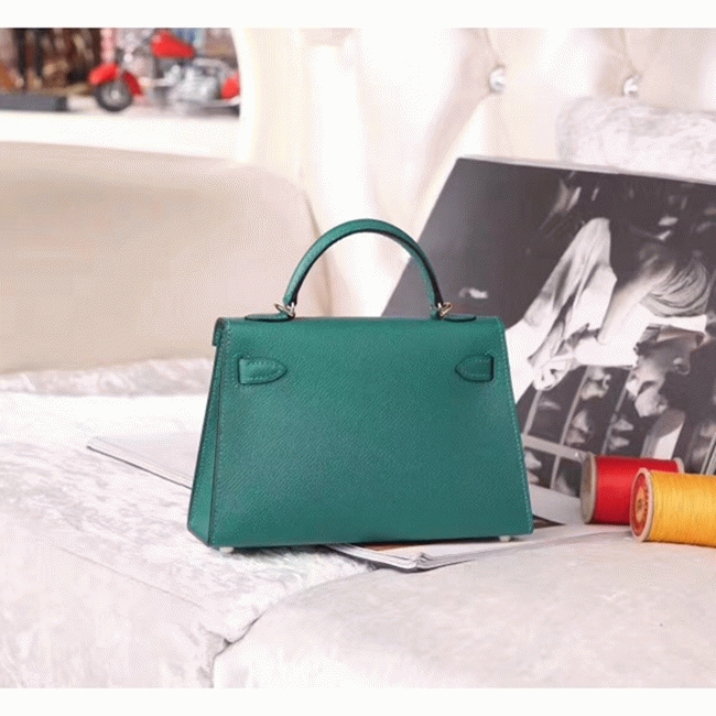 Malachite Epsom ReplicaLuxury Hermes Kelly 20cm Handbag angle 2
