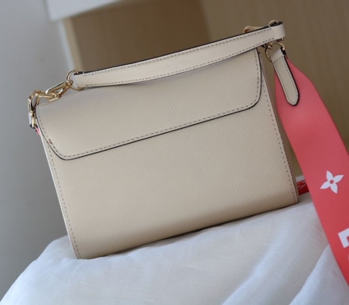 Louis Vuitton Epi Leather Twist MM Handbag In Quartz White With Gradient Strap angle 5