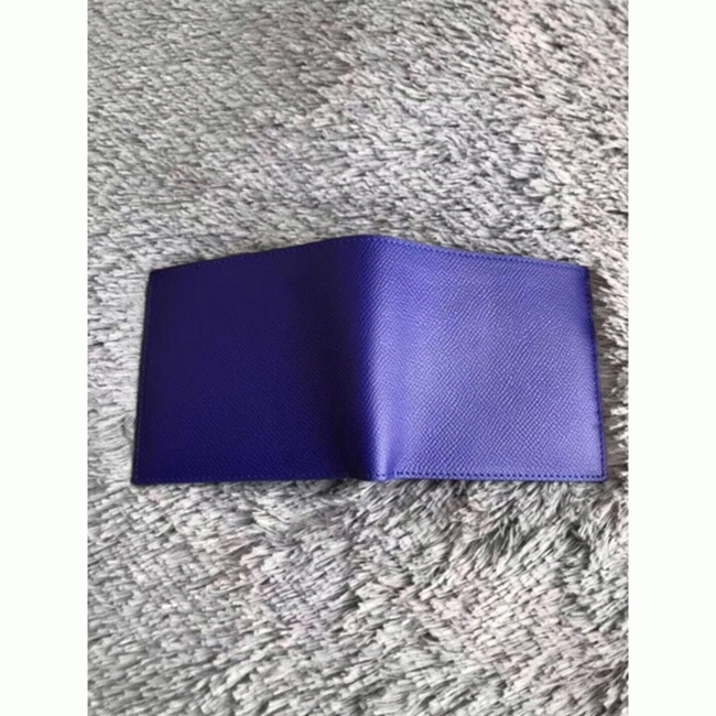 Blue electric luxury replica Hermes Copernic compact wallet angle 4