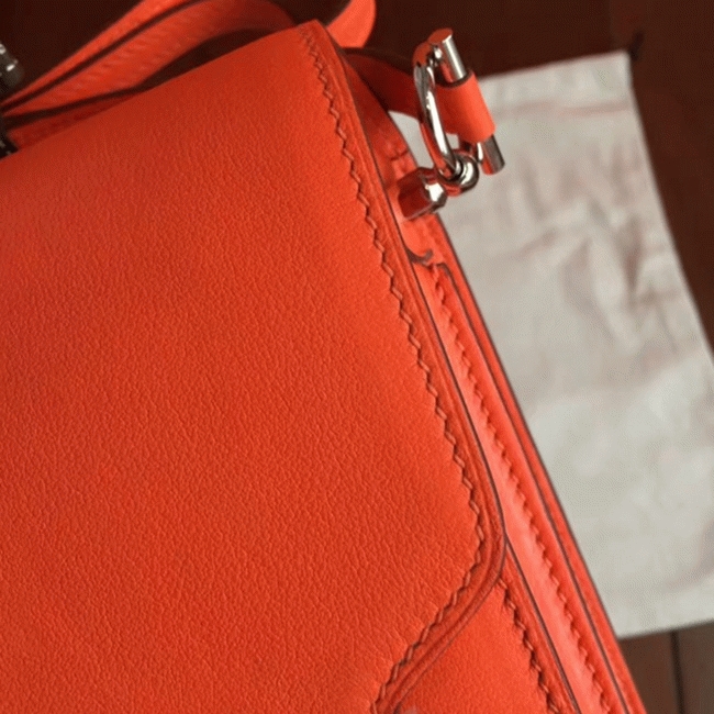Fake Hermes Mini Sac Roulis Handbag Orange angle 4