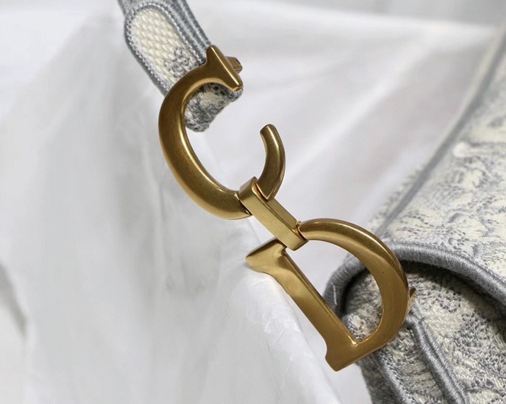 Dior Saddle Bag Fake in Grey Toile de Jouy Embroidery angle 5
