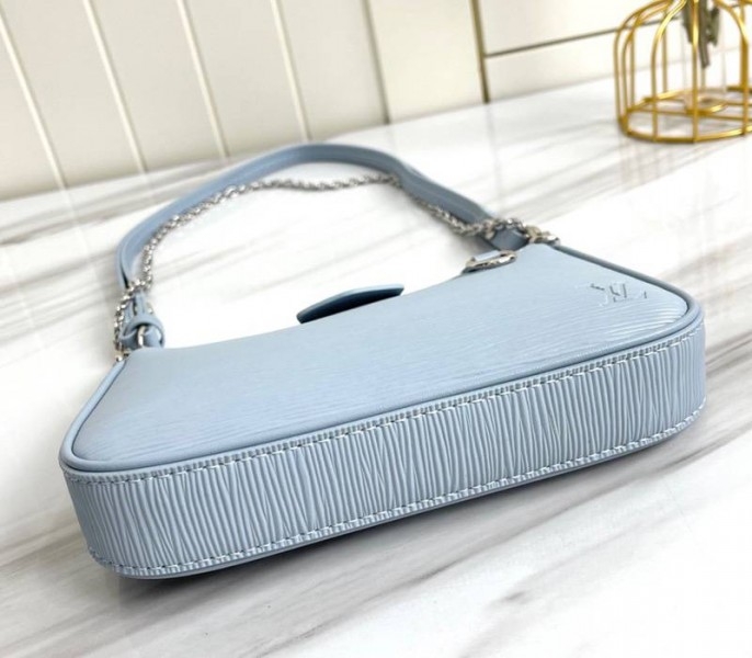 Louis Vuitton Epi Leather Easy Pouch On Strap In Bleu Celeste Blue angle 5