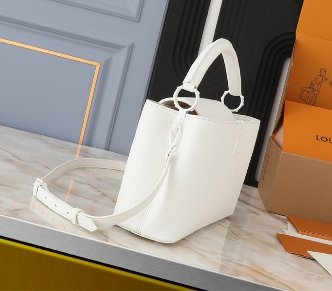 Louis Vuitton Capucines East-West MM Handbag In All Optic White angle 3
