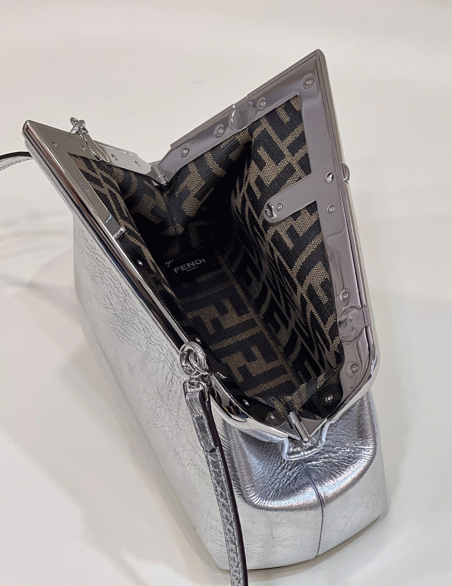 Top Quality Knockoff Fendi First Small Bag In Silver angle 3