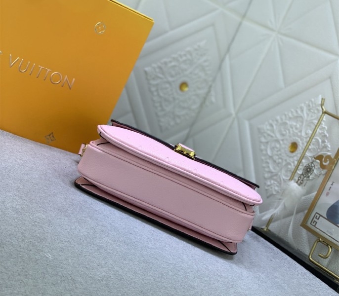 LV Monogram Empreinte Leather Metis In Light Hot Pink angle 4