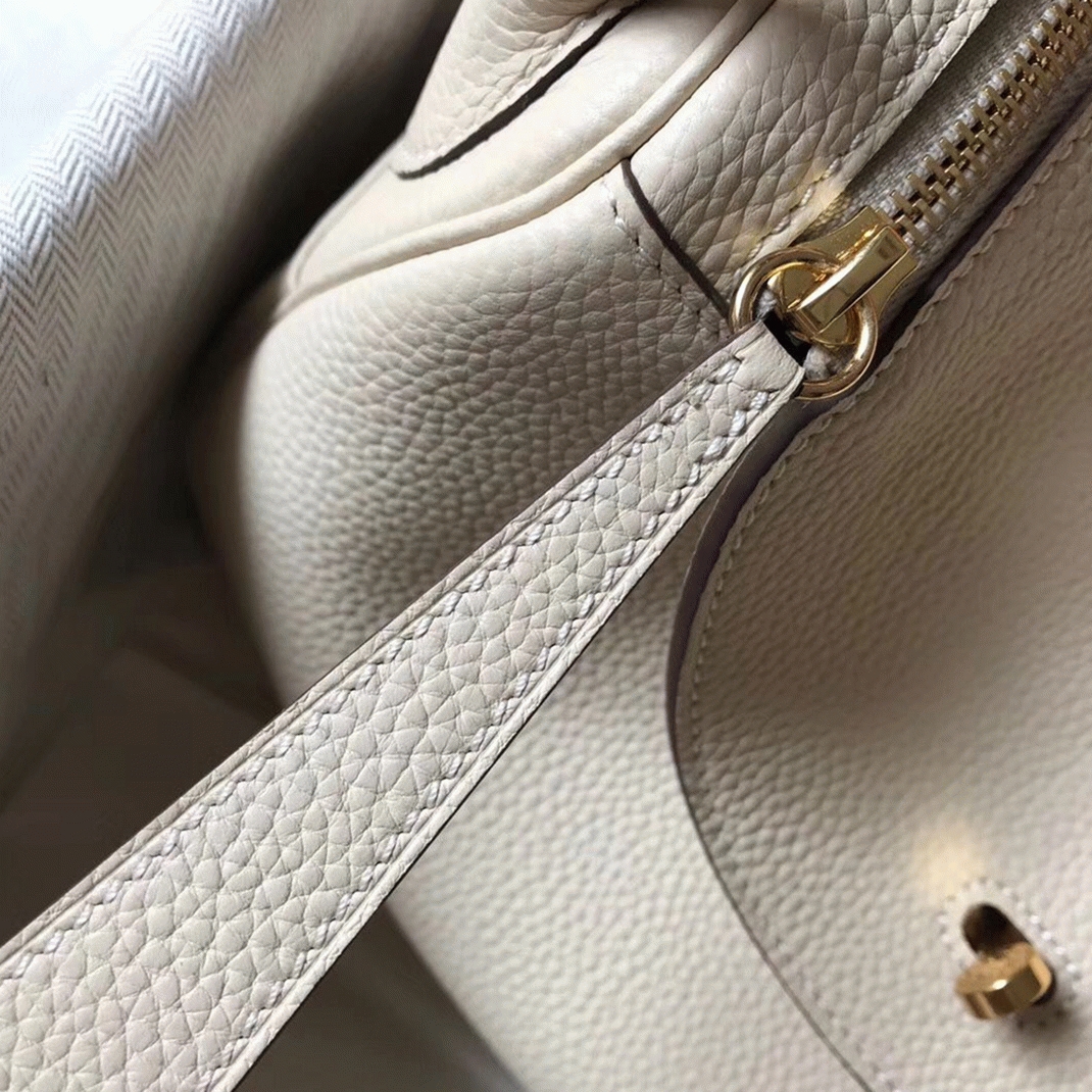 Fake Hermes Lindy 30cm bag in beton color angle 2