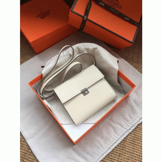 White top knockoff Hermes Clic wallet with strap angle 5