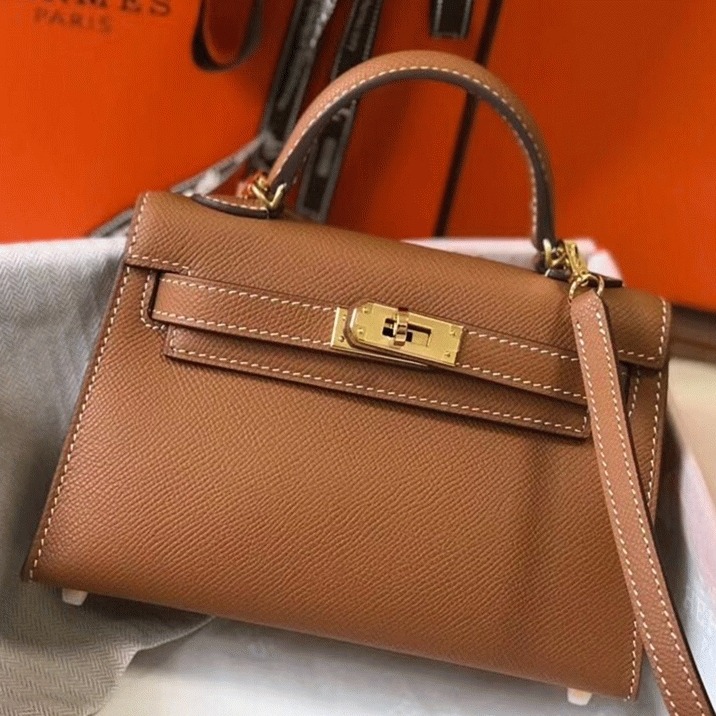 Hermes Kelly Mini II Bag Replica in Gold
