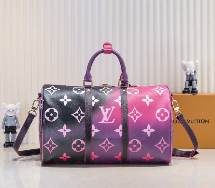 LV Spring 2022 Keepall 45 Travel Bag In Midnight Fuchsia angle 2