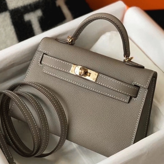 Hermes Kelly Mini II Bag Fake in Gris Asphalt