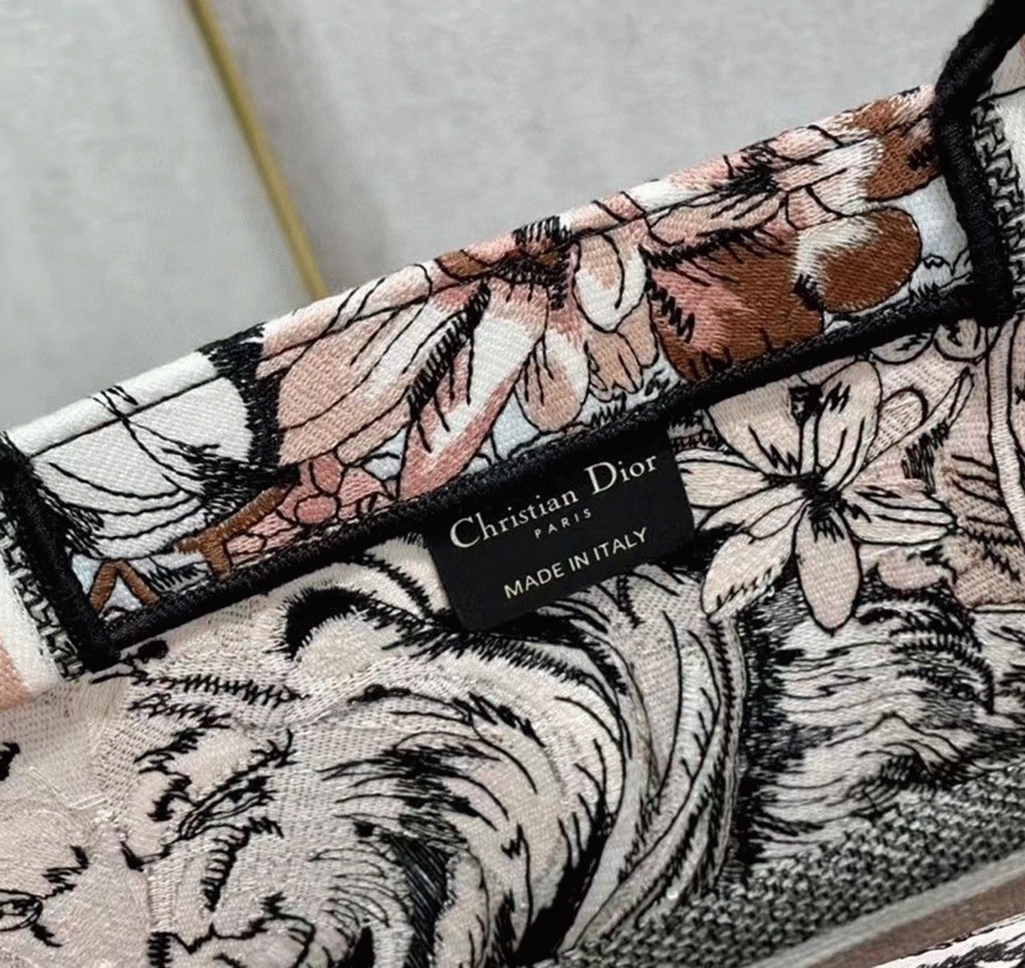 Dior Large Book Tote Bag Faux in Multicolor La Force Embroidery angle 2