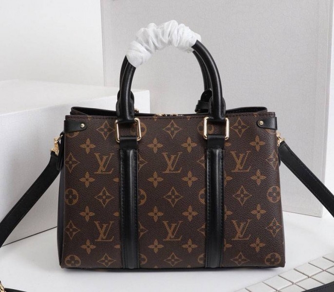Louis Vuitton Monogram Canvas Soufflot BB Bag In Black angle 3