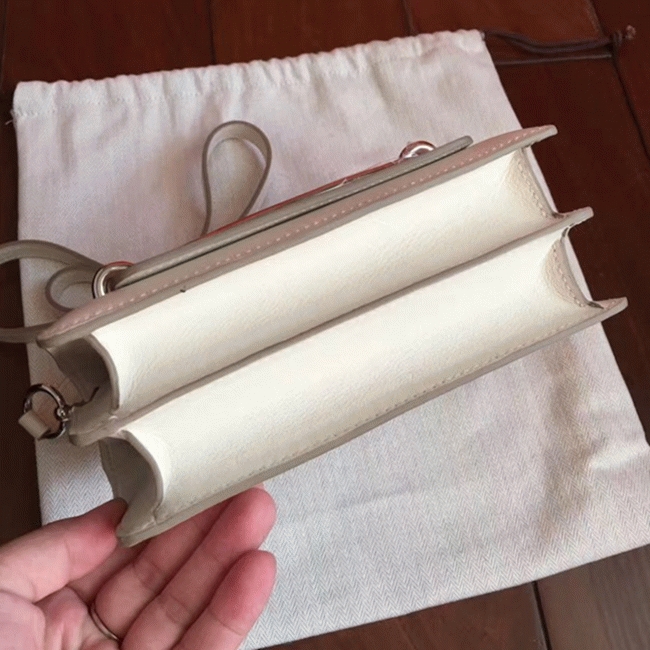 Ivory cheap replica Hermes Mini Sac Roulis handbag angle 5