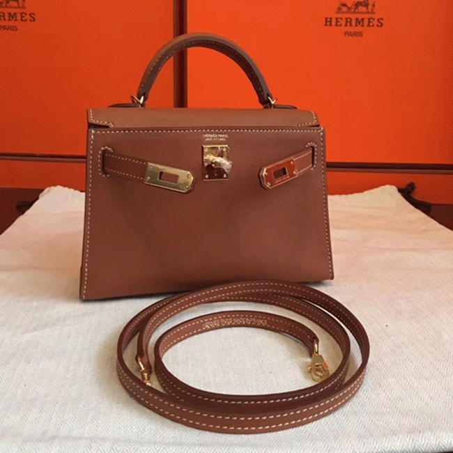 Gold Swift Replica Hermes Kelly 20cm Premium Quality Bag angle 3