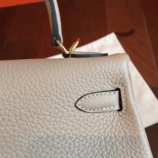 Grey Clemence Knockoff Hermes Kelly 25cm Elegant Handbag angle 4