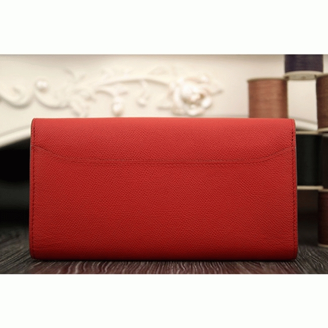 Red AAA fake Hermes Constance wallet angle 3