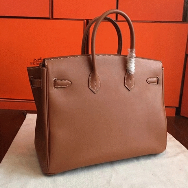 Gold Hermes Birkin 35cm Knockoff from Designer Collection angle 3