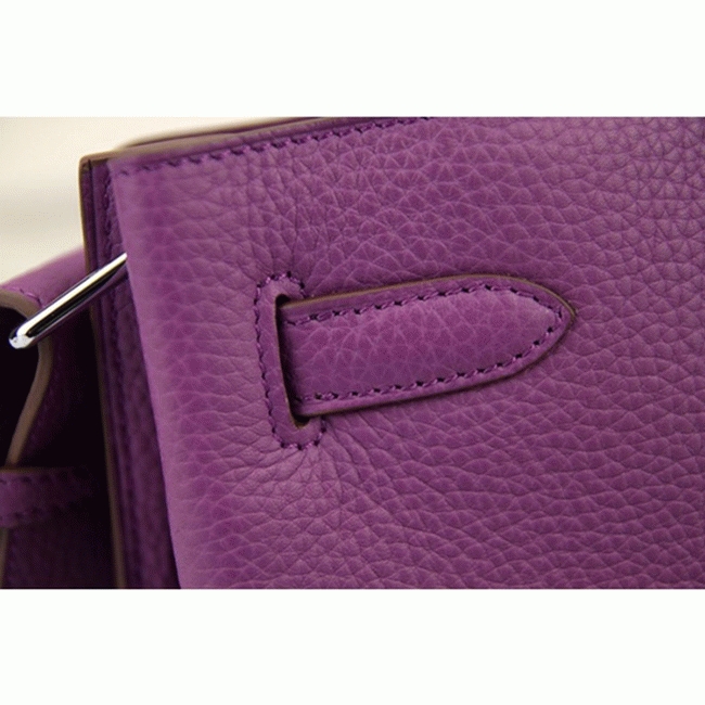 Purple Leather Knockoff Hermes So Kelly 22cm Stylish Purse angle 4