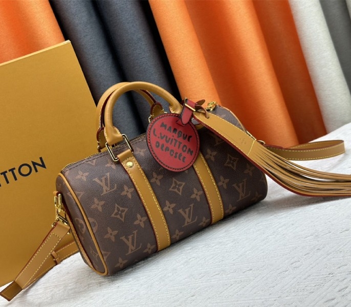 Louis Vuitton Monogram Dust Canvas Keepall Bandouliere 25 City Bag In Aged Natural angle 2