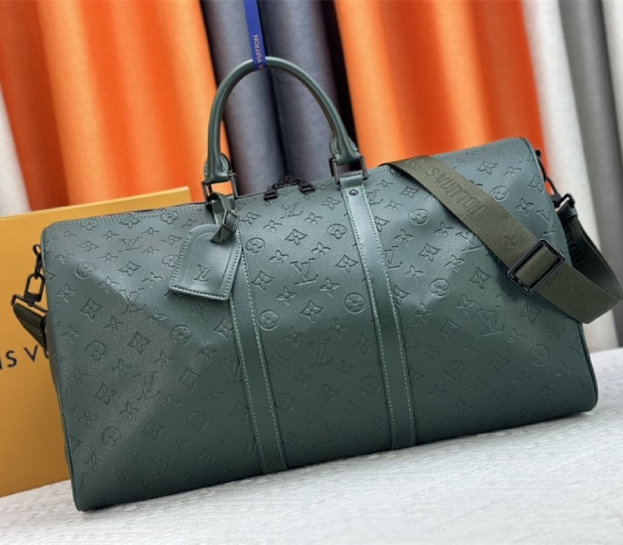 Louis Vuitton Taurillon Leather Keepall Bandouliere 50 In Borneo Green