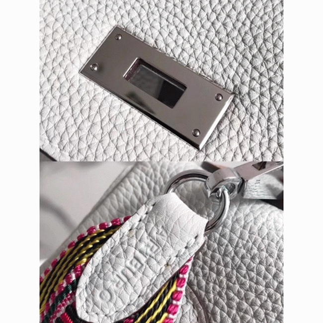 White with Zigzag Handle Replica Hermes Kelly 28cm Unique Bag angle 4