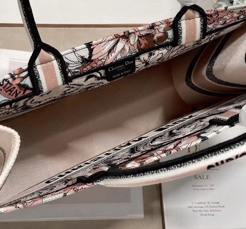 Dior Large Book Tote Bag Faux in Multicolor La Force Embroidery angle 3
