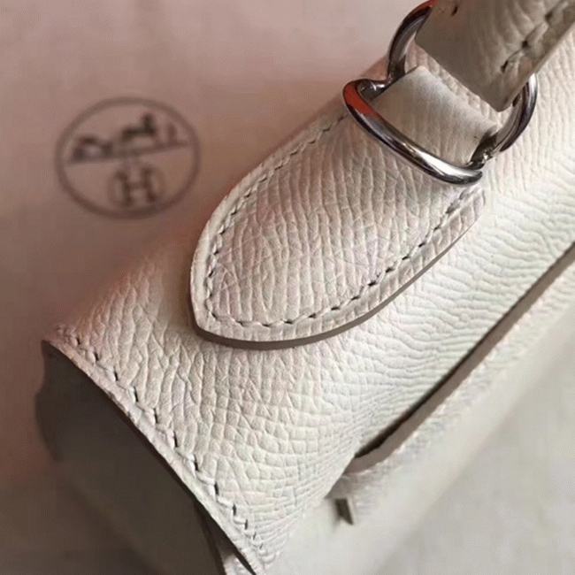 White Epsom Knockoff Hermes Kelly Sellier 28cm Structured Handbag angle 2