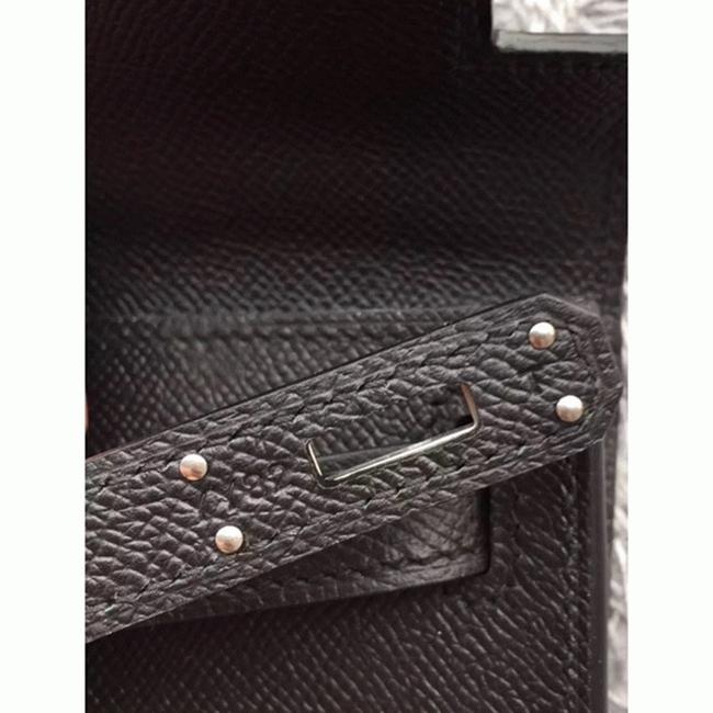 Black Epsom Fake Hermes Kelly Cut Clutch Sleek Handbag angle 4