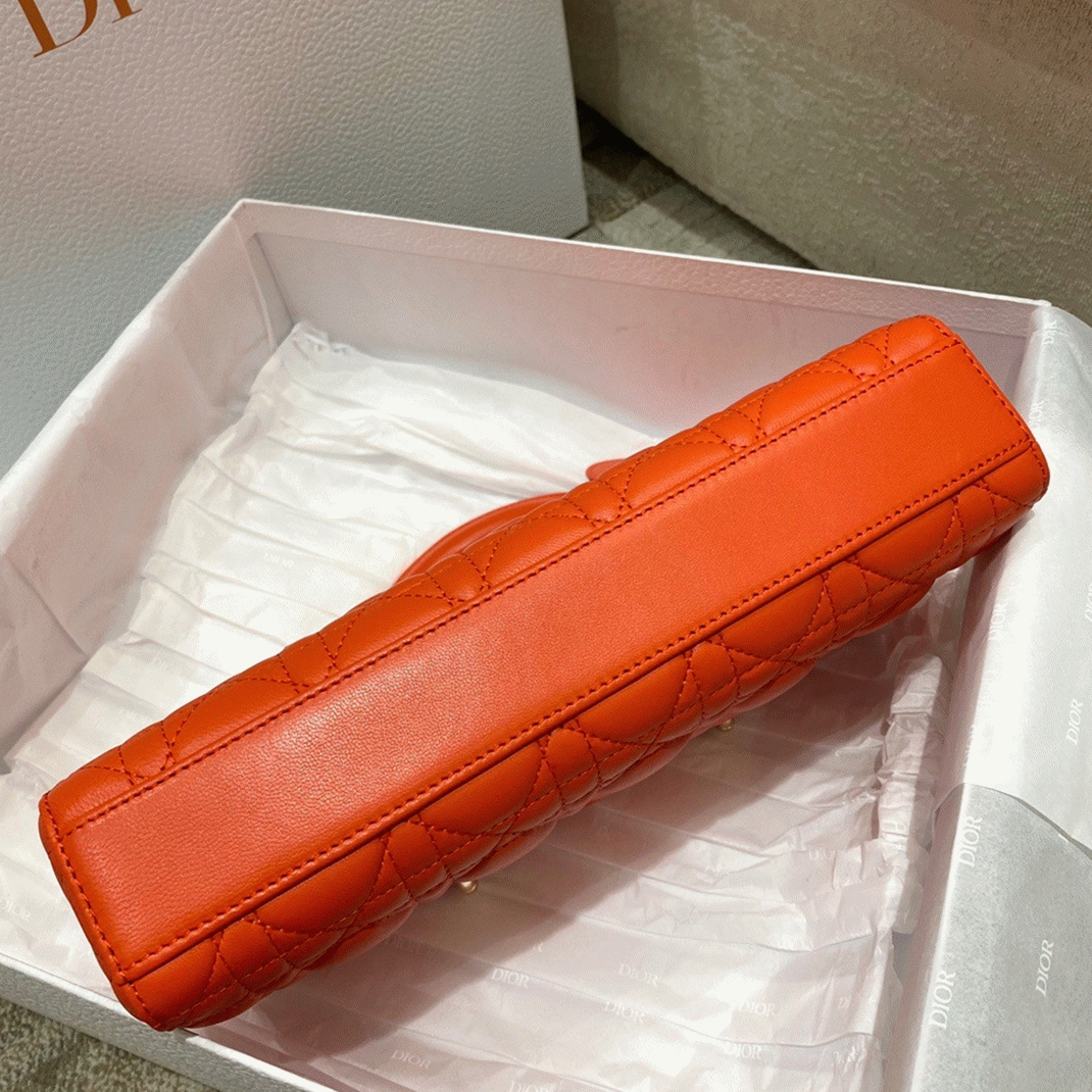 Dior Lady D-Joy Medium Bag Replica in Orange angle 3