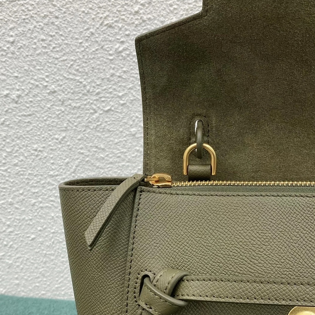 Celine Belt Nano Bag Fake in Army Green angle 2