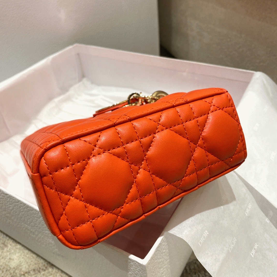 Dior Lady D-Joy Medium Bag Replica in Orange angle 5