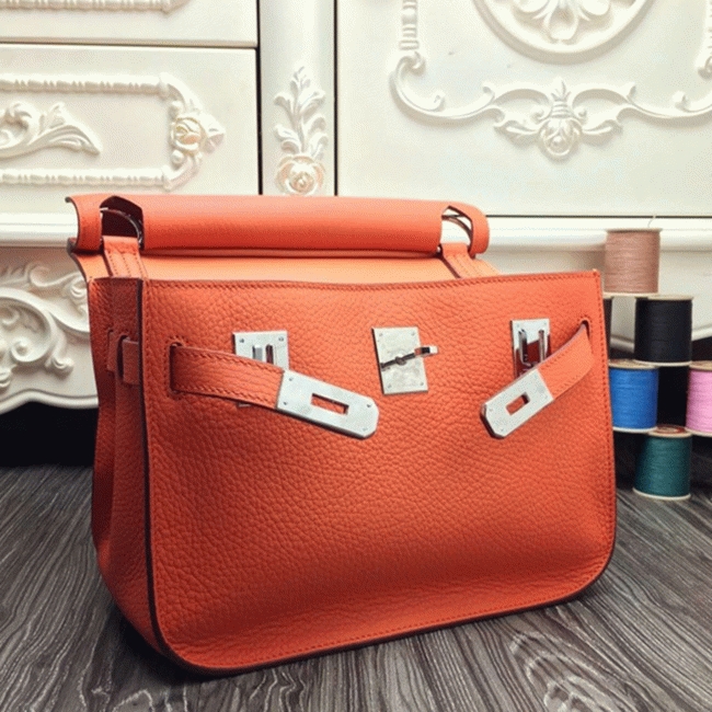 Orange replica Hermes Jypsiere 31cm handbag angle 2