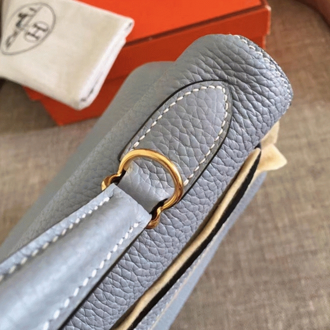 Blue Lin Clemence Replica Hermes Kelly Retourne 28cm Soft Tote angle 3